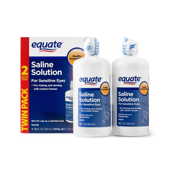 (2 Pack) Equate Saline Solution For Sensitive Eyes, 12 Oz, 2 Pk