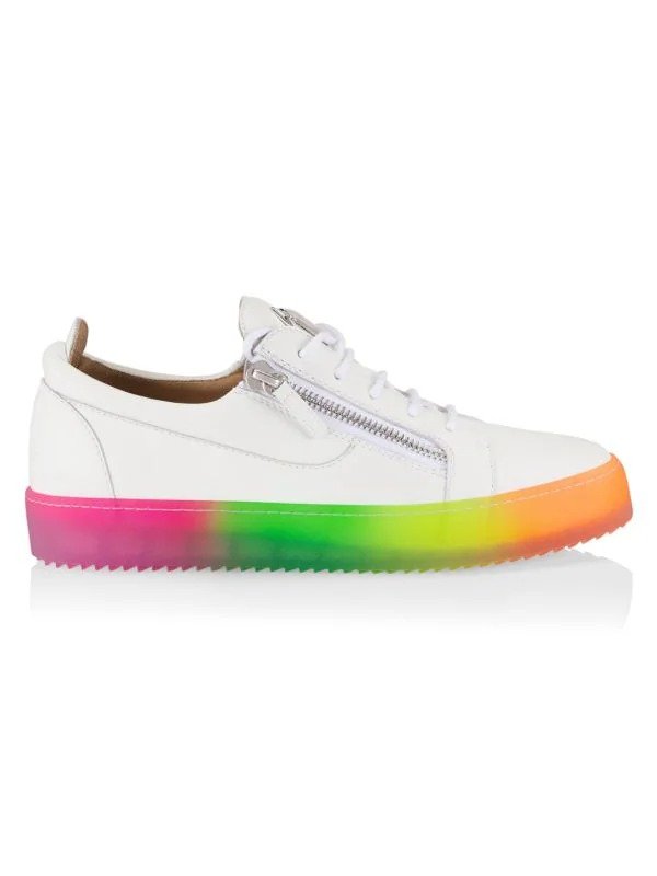 May Rainbow-Sole Leather Sneakers