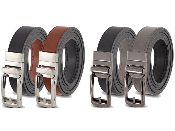 Leather Reversible Ratchet Belt 2 Pack