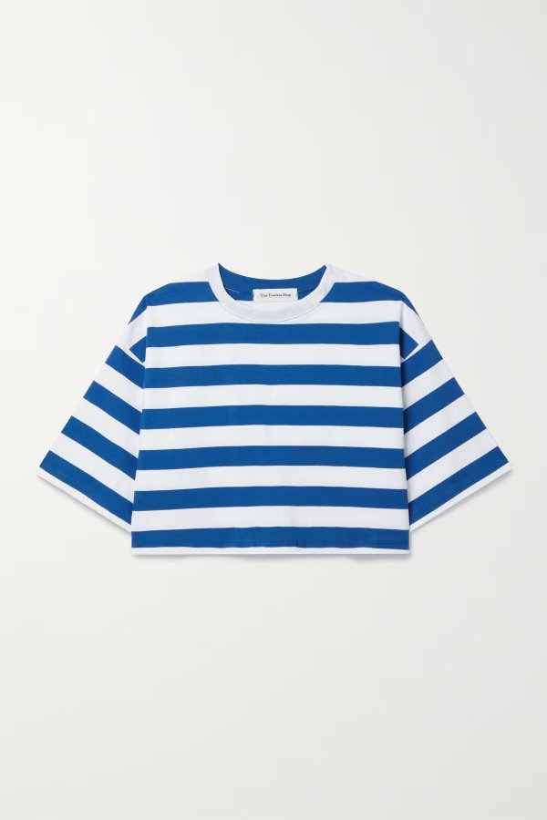 Karina cropped striped cotton-jersey T-shirt