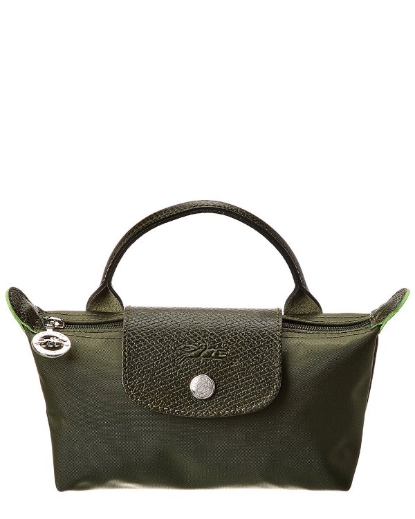 Le Pliage Green Canvas & Leather Make-Up Bag / Gilt