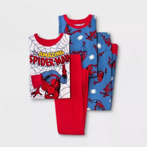 Boys' Marvel Spider-Man 4pc Pajama Set - Red/Blue