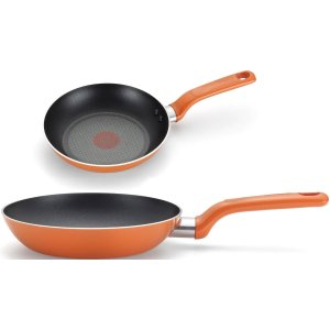 T-fal C971S2 Excite Nonstick Thermo-Spot Dishwasher Safe Oven Safe PFOA Free 8-Inch and 10.25-Inch Fry Pan Cookware Set, 2-Piece, Orange