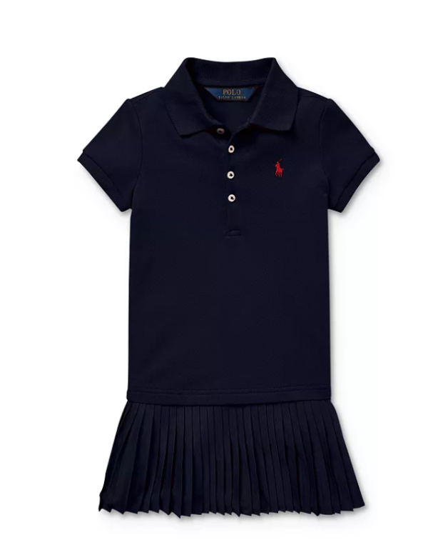 Girls' Pleated Drop-Waist Polo Dress - Little Kid