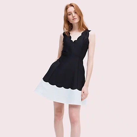scallop fit and flare dress