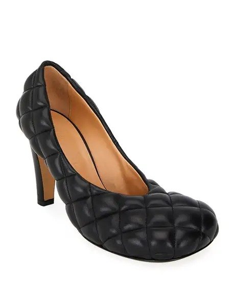 Quilted Puffy Leather Pumps