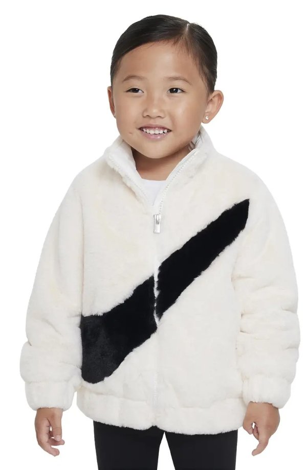 Kids' Swoosh Faux Fur Jacket