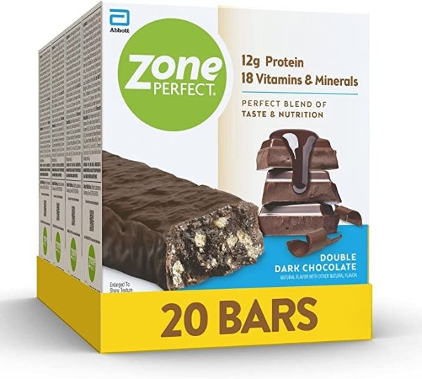 Protein Bars, 18 vitamins & minerals, 12g protein, Nutritious Snack Bar, Double Dark Chocolate, 20 Count