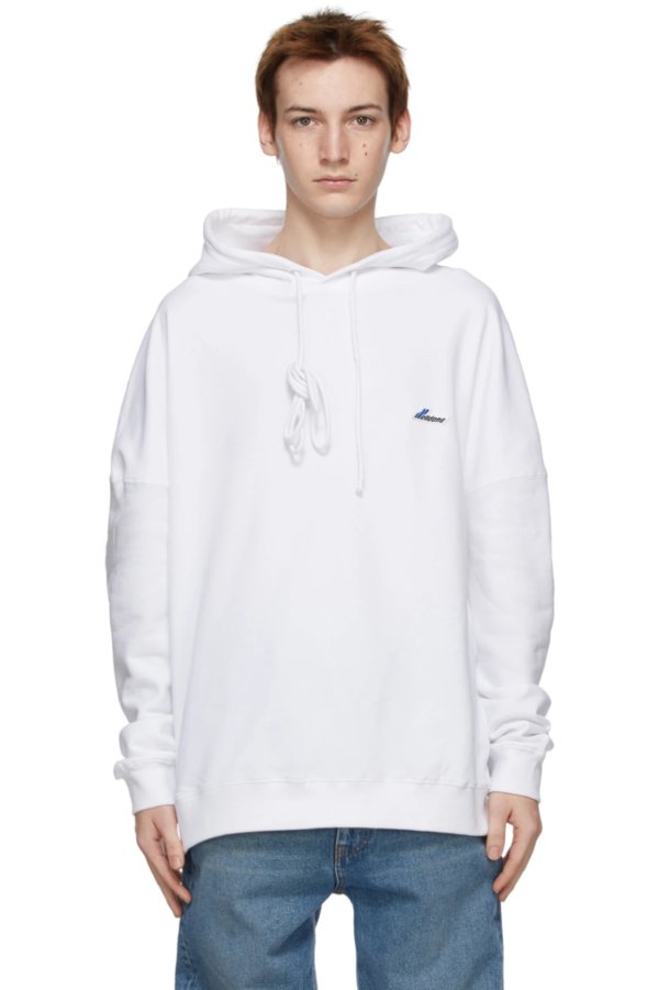 White Logo Patch Hoodie