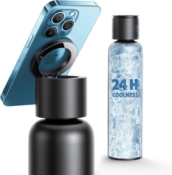 MagSafe Phone Holder Water Bottle (24oz, Black)
