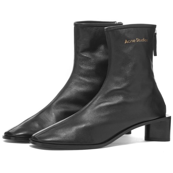 Leather Ankle BootBlack & Black
