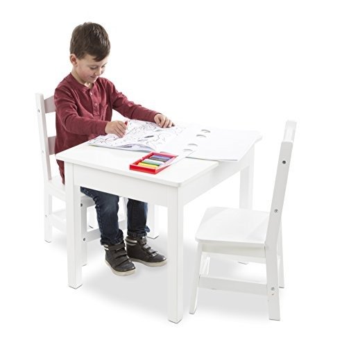 木质儿童桌椅套装，白色