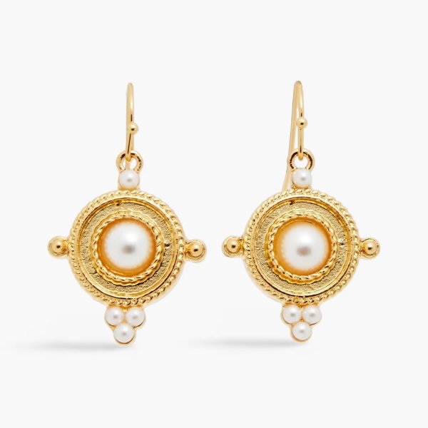 24-karat gold-plated faux pearl earrings
