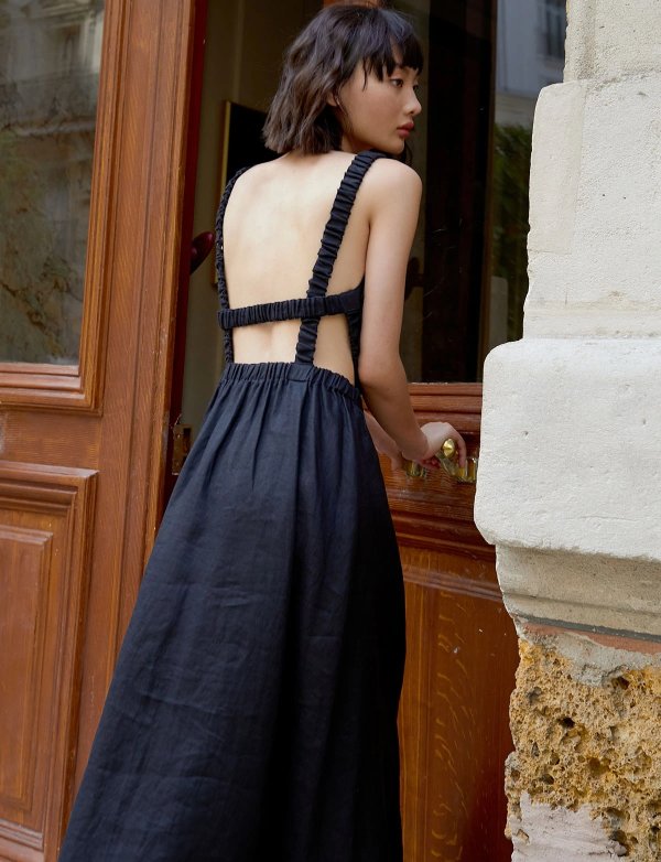 Beatrice Black Linen Dress-BESTSELLER