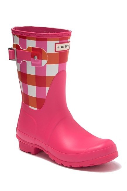 Original Short Gingham Printed Waterproof Rain Boot