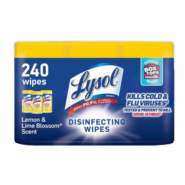 Lysol Disinfecting Wipes, Lemon & Lime Blossom, 240ct