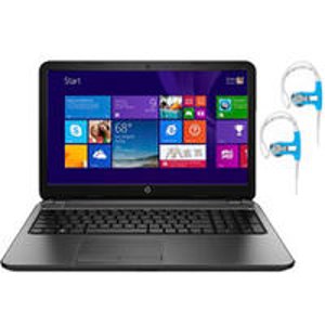 HP 15.6" Laptop and Clip-On Earbud Headphones 