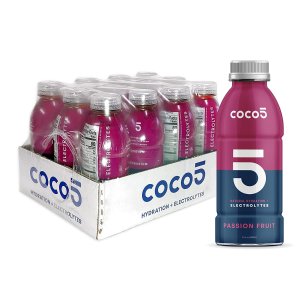 Coco5 Clean Sports Hydration Passion Fruit Flavor 16.9 OZ Pack - 12