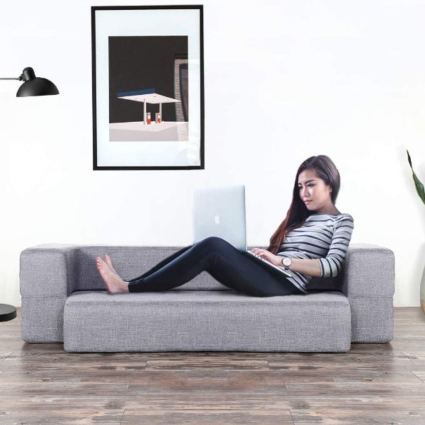 WOTU Folding Sofa Bed Couch Memory Foam Mattress Convertible Fold Out Futon Sofa Sleeper