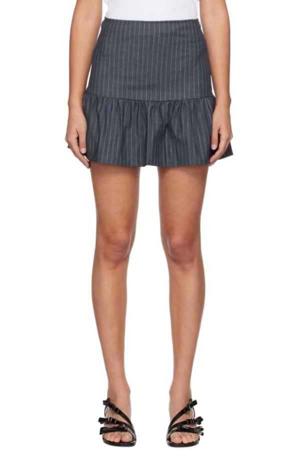 Gray Striped Miniskirt