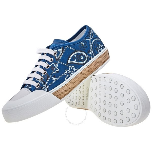 Womens Leather Sneakers in Captain Blue/White