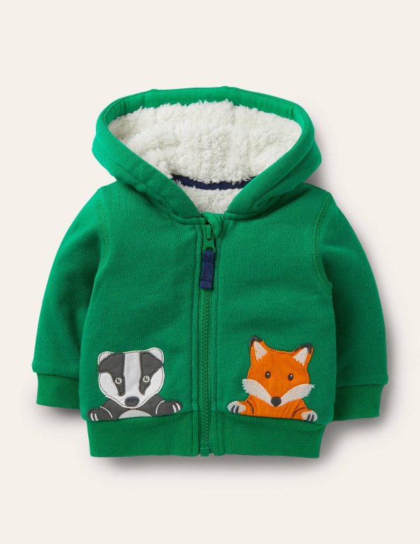 Shaggy-lined Hoodie - Highland Green Animals | Boden US