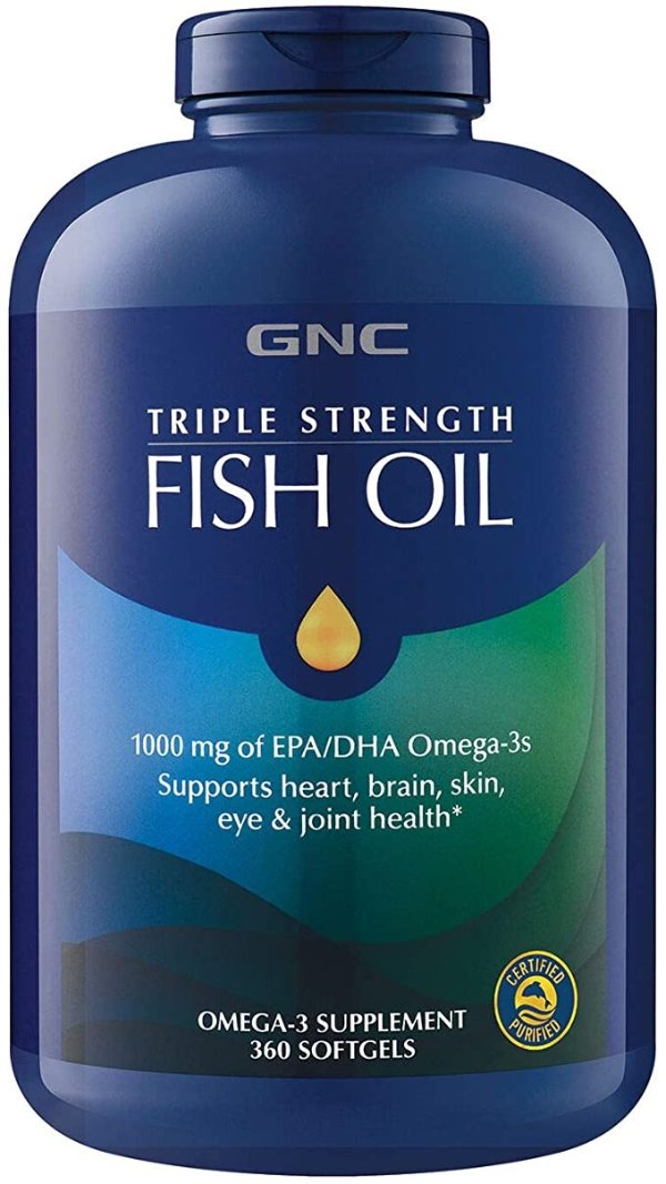 Fish Oil 1000 Milligram of EPA/DHA Omega 3s for Joint, Skin, Eye, and Heart Health - 360 Softgels