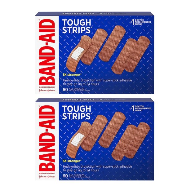 Brand Tough Strips Adhesive Bandage, All One Size, 60 Count of 2