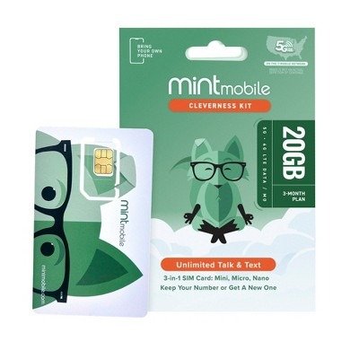 Mint Mobile 4G预付卡 20GB流量 3个月服务 入网包