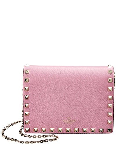Rockstud Grainy Leather Pouch On Chain