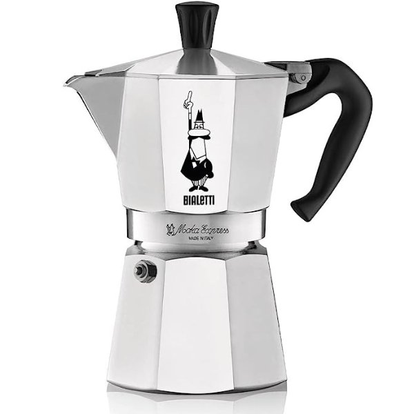 - Moka Espress: Iconic Stovetop Espresso Maker, Makes Real Italian Coffee, Moka Pot 6 Cups (6 Oz), Aluminium, Silver