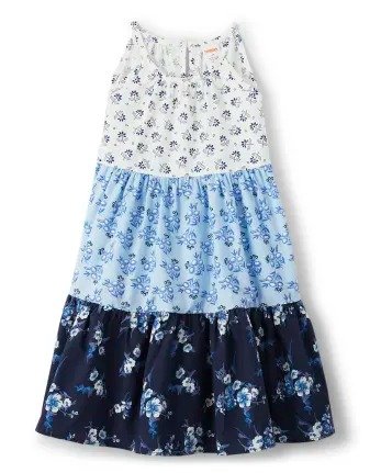 Girls Sleeveless Floral Print Tiered Woven Dress - Blue Skies | Gymboree - PARTY BLUE
