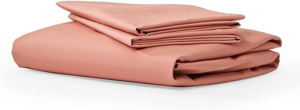 Five Looms Classic Percale Fitted Sheet and 2 Pillowcases, 100% Cotton with Deep Pocket 15”, Easy Care Luxury Hotel Quality Soft Cooling Sheets Set, 3 PC Set Without Flat/Top Sheet, Queen, Clay