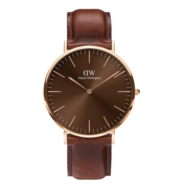 St Mawes Amber - Watch in rose gold & amber sunray dial | DW