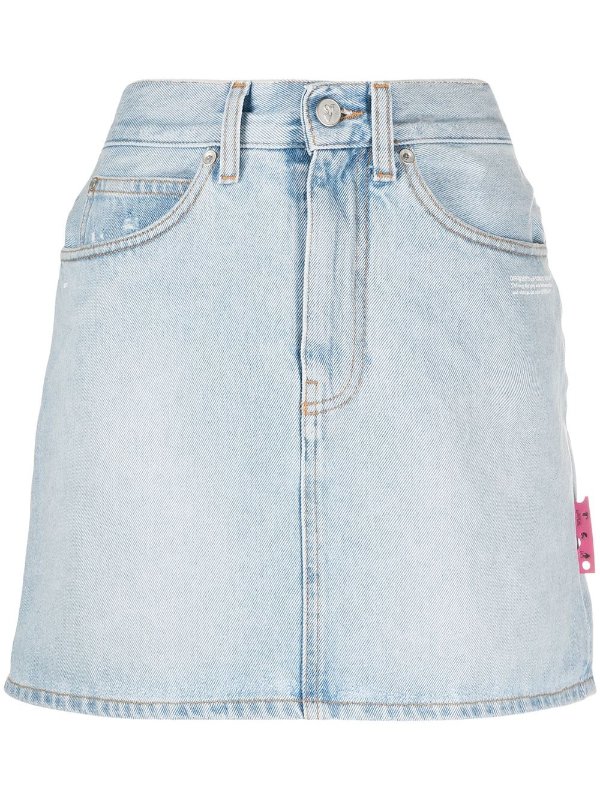 high-waist denim mini skirt