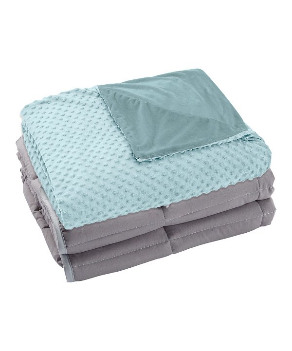 Gray Weighted Blanket & Light Blue Plush Cover