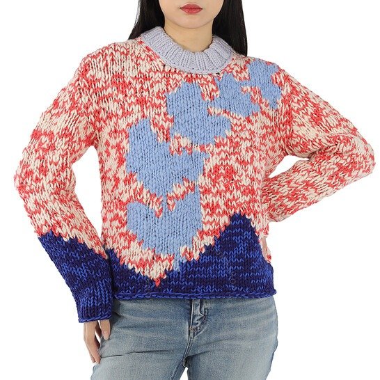 Crewneck Knit Jumper in Bright Red
