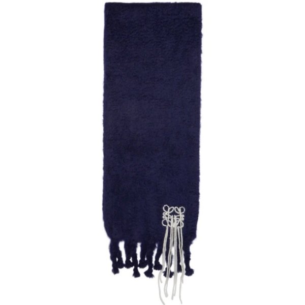 Navy Mohair Stitches Scarf