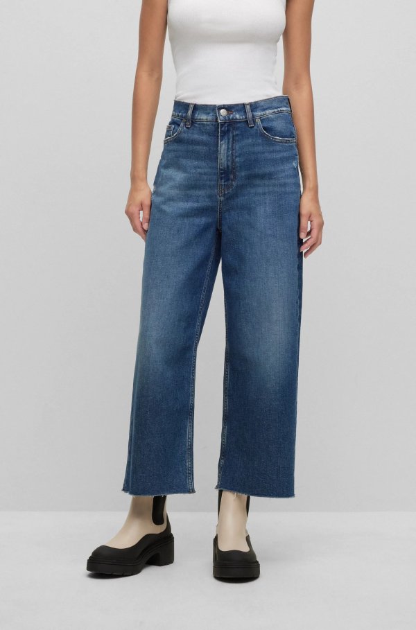 High-waisted jeans in blue stretch denim