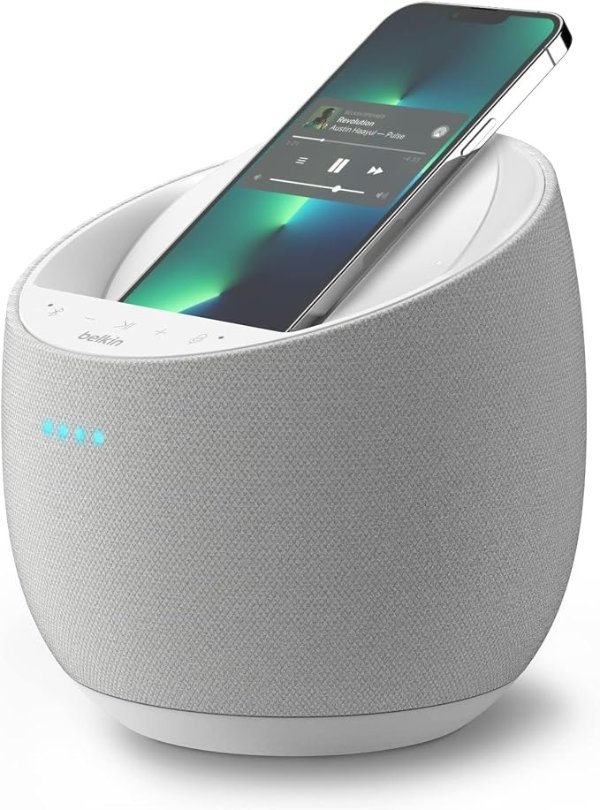 SoundForm Elite Hi-Fi Smart Speaker + Wireless Charger (Alexa Voice-Controlled Bluetooth Speaker) Sound Technology by Devialet (White)