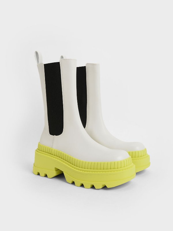 Lime​ Rhys Coloured Sole Chelsea Boots​ | CHARLES &amp; KEITH