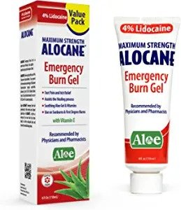 ALOCANE® Emergency Burn Gel, 4% Lidocaine Max Strength Fast Pain Itch Relief for Minor Burns, Sunburn, Kitchen, Radiation, Chemical, First Degree Burns, First Aid Treatment Burn Care 4.0 Fl Oz