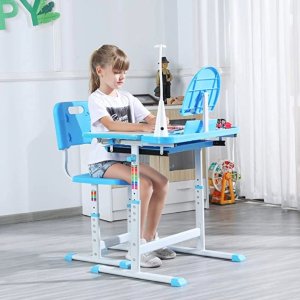 史低价：MOARON 儿童多功能学习桌椅套装，可调节高度