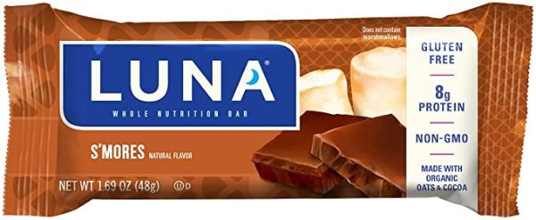 LUNA BAR - Gluten Free Bars - S'mores Flavor - (1.69 Ounce Snack Bars, 15 Count)
