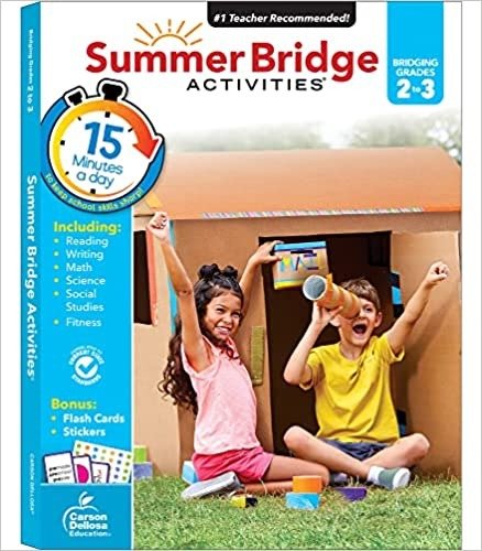 Summer Bridge Activities 2-3 Workbooks, Ages 7-8, Math, Reading Comprehension, Writing, Science, Social Studies, Summer Learning 3rd Grade Workbooks All Subjects With Flash Cards (160 pgs)