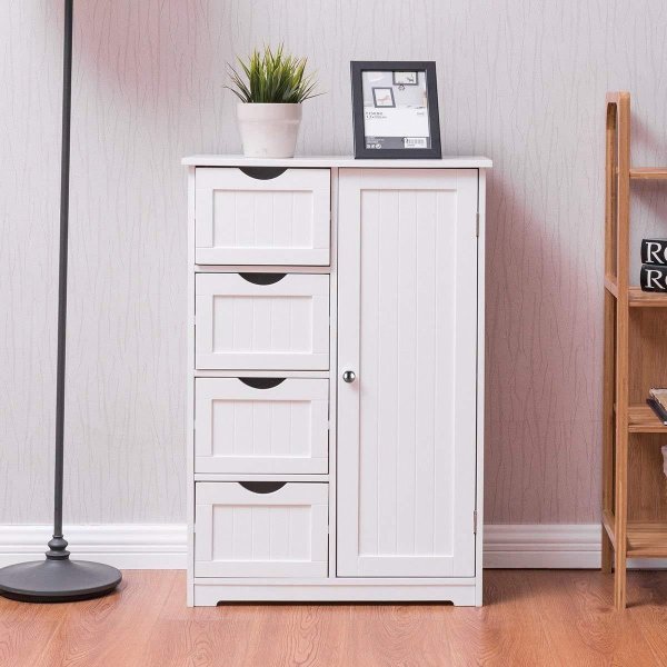 Storage Cabinet 4-Drawers Chest Dresser Collection Home Furniure White