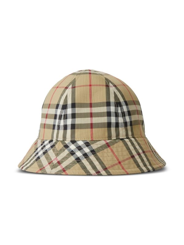 Check motif nylon bucket hat