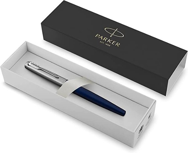 Jotter Fountain Pen, Royal Blue Metal Body, Medium Point, Blue Ink, Includes Gift Box