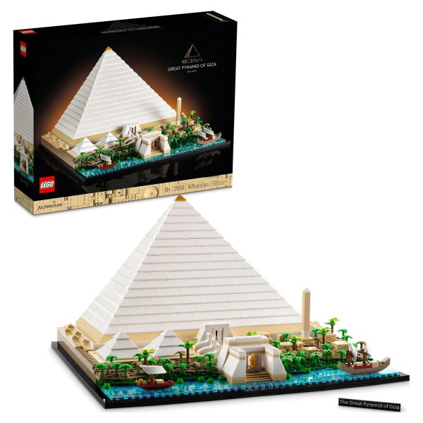 Architecture Great Pyramid of Giza Set 21058, Home Decor Model Building Kit, Creative Gift Idea