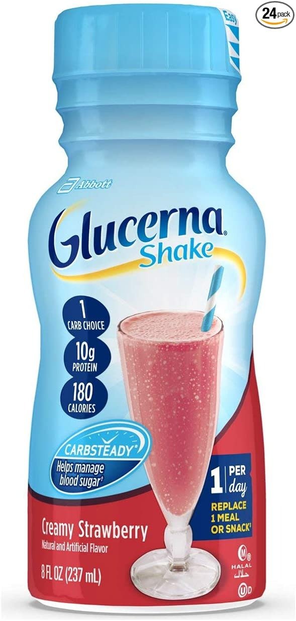 Glucerna, Diabetes Nutritional Shake, With 10g of Protein, To Help Manage Blood Sugar, Creamy Strawberry, 8 fl oz (Pack of 24)